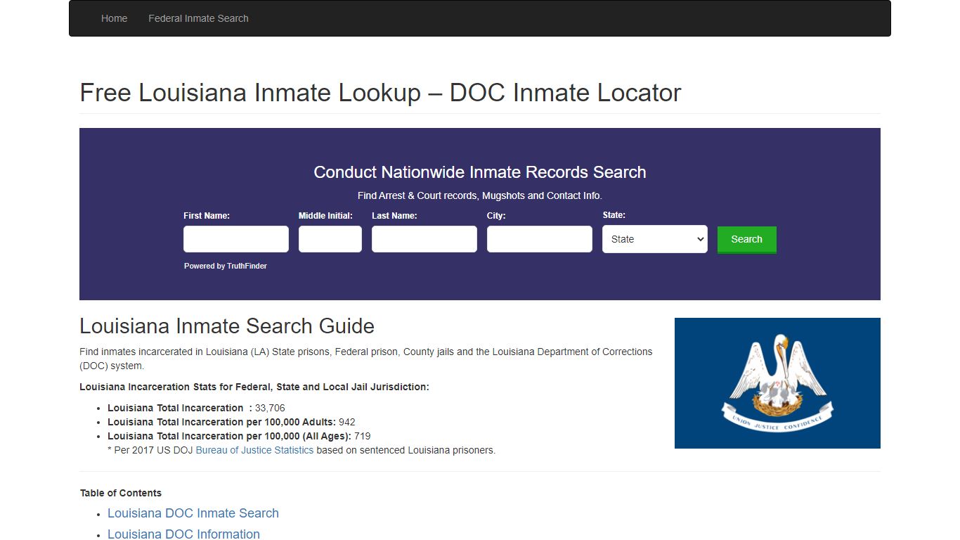 Louisiana Inmate Search - LA Department of Corrections ...